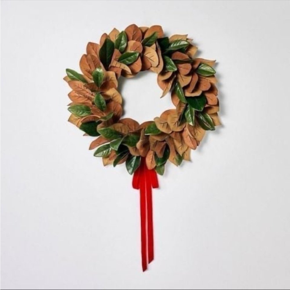 XL Christmas Wreath with Vibrant Red Ribbon-Threshold designed with Studio McGee